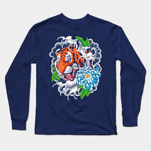 Mystical Tiger Tattoo Long Sleeve T-Shirt by machmigo